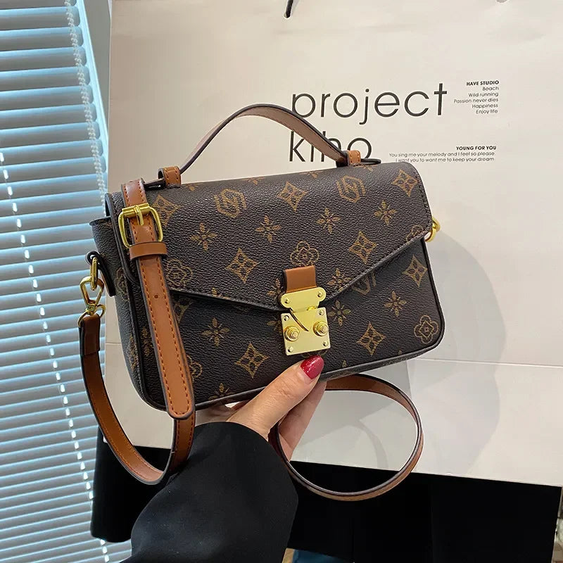 DesignerCurated Square Bag Women's Crossbody Purse  Artistic Floral Print Shoulder & Top Handle Bag with Textured Vegan Leather