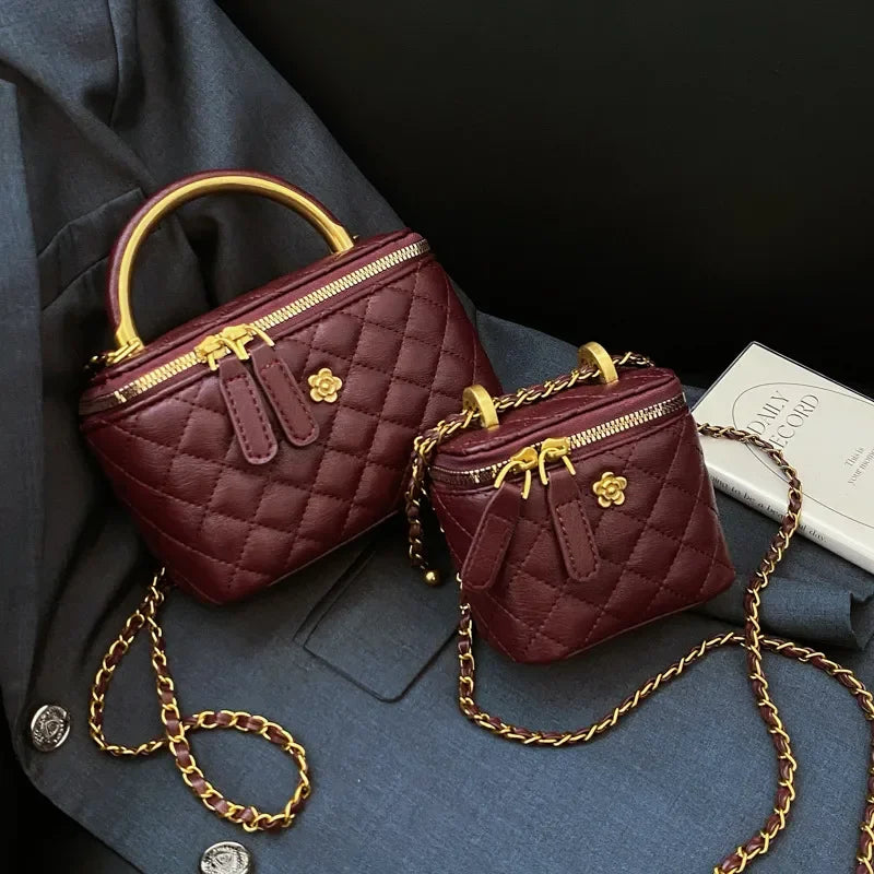 Designer Mini Shoulder Purse Lingerie Embroidery Line Small Square Female 2025 New Fashion Chain Crossbody Luxury Handbag Cosmet
