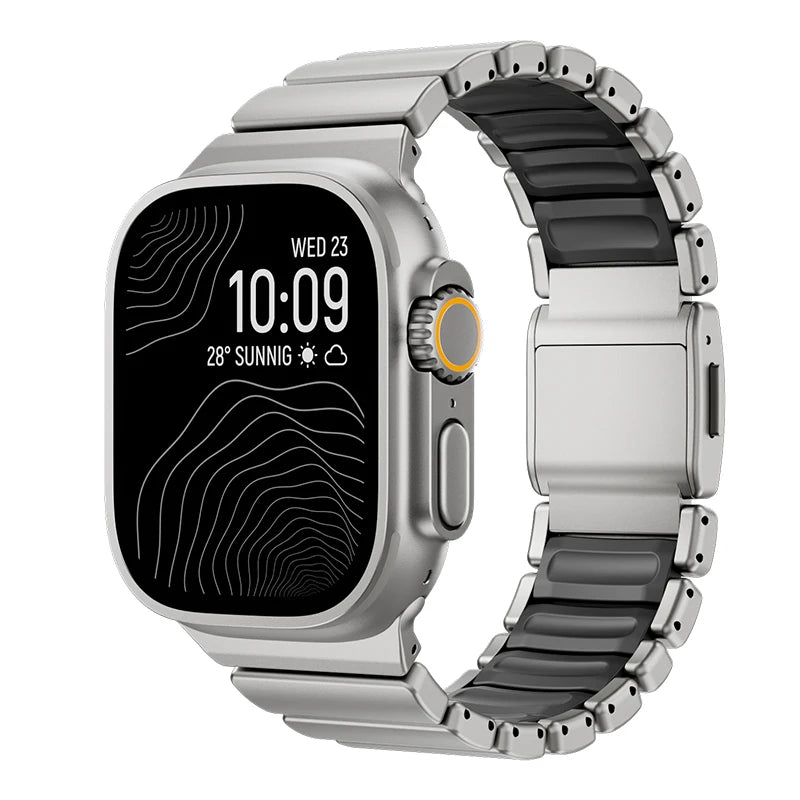 Titanium Metal Band For Apple Watch Ultra 3 11 10 9 8 7 SE  Silicone Magnetic Bracelet Strap iWatch 42mm 44 45mm 46mm 49mm  2028