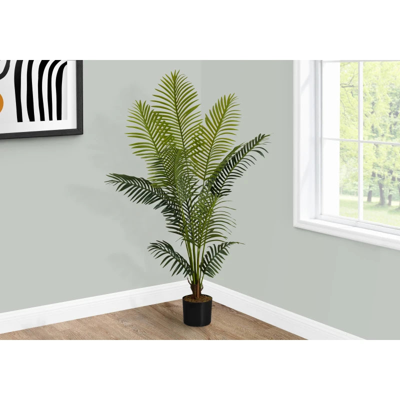Artificial Plant, 57 Tall, Palm Tree, Indoor, Faux, Fake, Floor, Greenery, Potted, Real Touch, Decorative, Green Leaves, Black P