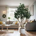 7.2FT  Artificial Silk Tree Large Faux Greenery Plant with Lifelike Leaves for Indoor Home Living Room1pc/set Black Plastic Pot