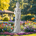 42" Extra-Large Buddha Outdoor Statue with Birdeeder, Tall Zen Meditative Buddha igures, Durable Weatherproo MGO Scuture or Gard