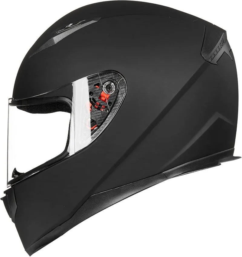 ILM Full Face Motorcycle Street Bike Helmet with Removable Winter Neck Scarf + 2 Visors DOT Model ILM-313 (L, Matte Black)