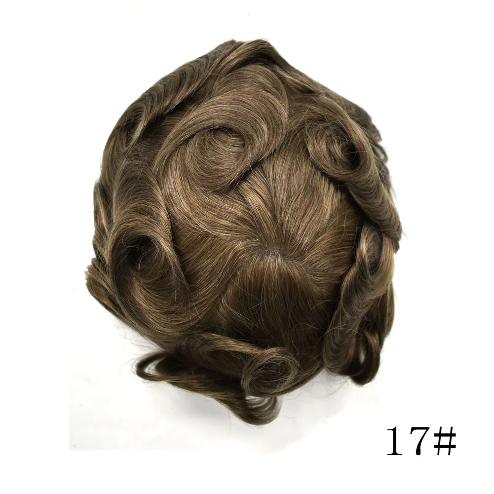 Mens Toupee Full Poly 0.10mm Injection Pu Human Hair System Hairpieces Male Hair Prosthesis Male Wig for Hair Loss Solution