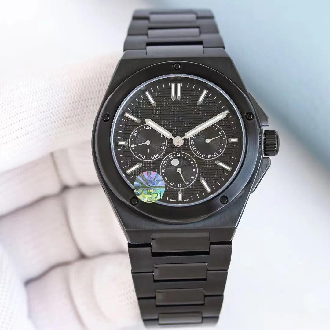 Classic Luxury Sport Moon Phase Multifunctional High Quality Automatic Mechanical Stainless Steel Luminous Watch
