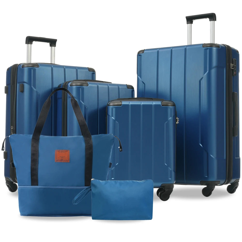Hardshell Luggage Sets 6 Piece Suitcase Set Expandable Lightweight Suitcases with Wheels TSA Lock for Men Women Black Brown