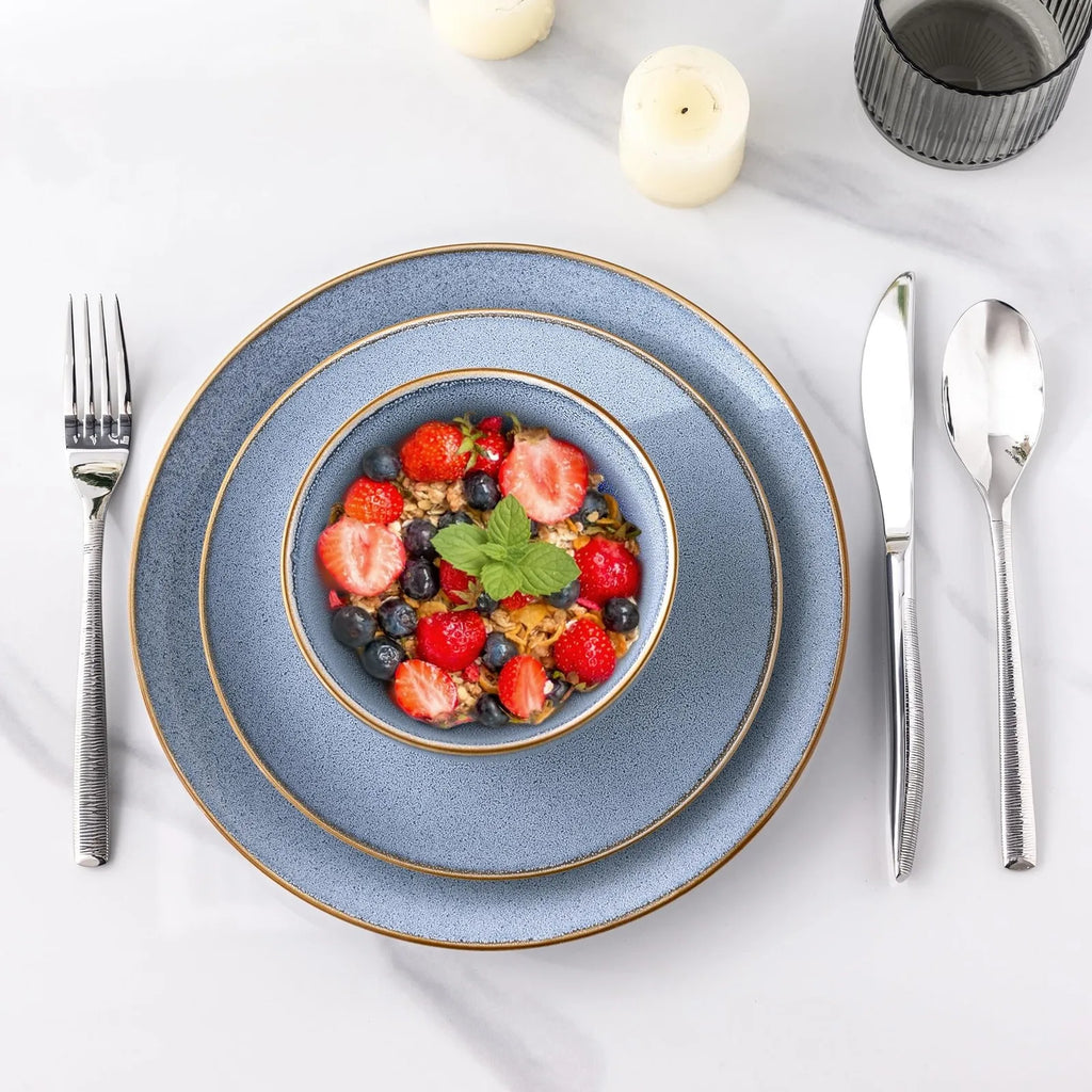 Ceramic Tableware Set12 Piece Ceramic Dinnerware Set for 4 Stoneware Plates Bowls Modern Tableware Perfect for Everyday Use and