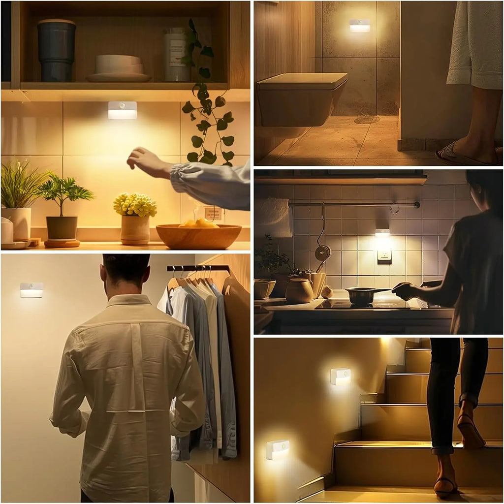 16 Pack Motion Sensor Stair Lights, Battery Operated LED Night Lamps for Indoor Use in Hallway Bedroom Kitchen