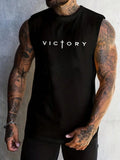 Men's Loose Fit Letter Print Tank Top, Summer Casual Sleeveless Top