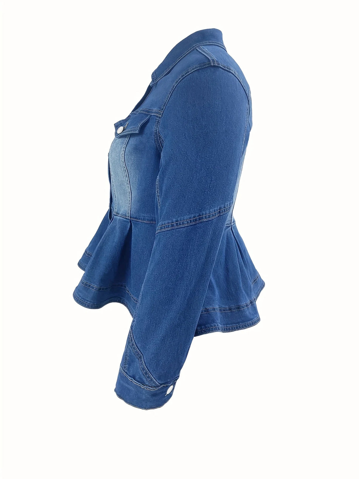 plus Size Women's Short Denim Jacket Elegant Waist-Cinching Design Washed Comfortable plus Size Women's Denim Jacket