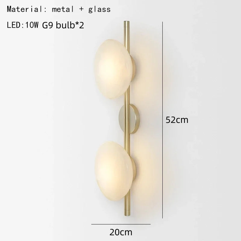 Nordic Gray White Clear Glass  Light Gold Black Metal Lamp G9 Bulb for Bedroom Parlor Restaurant Corridor Aisle Wall Decor