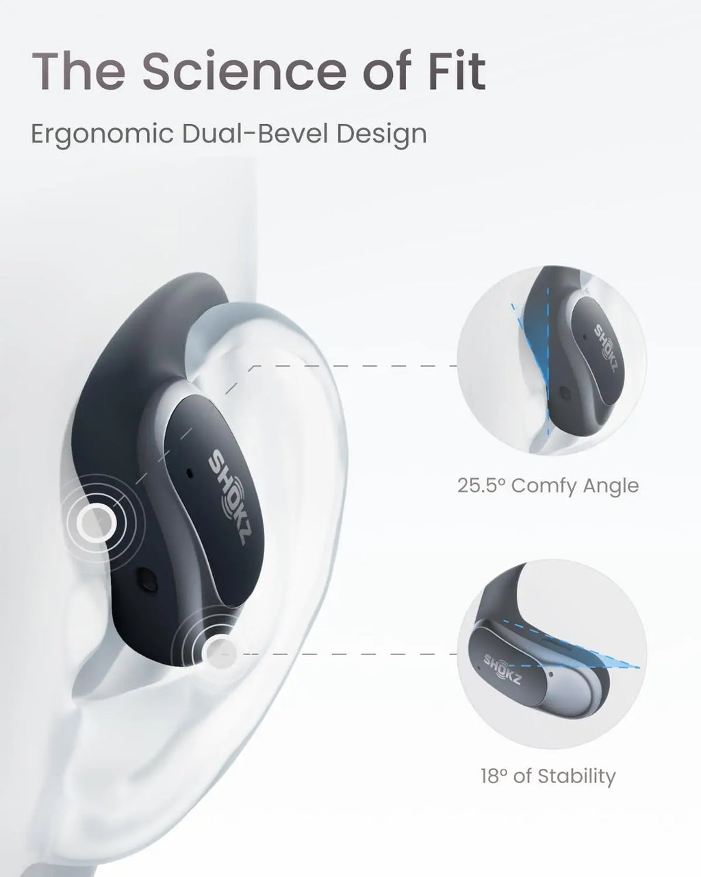 Open-Ear Wireless Earbuds, Water-Resistant with Secure Earhooks for Daily Use in Black