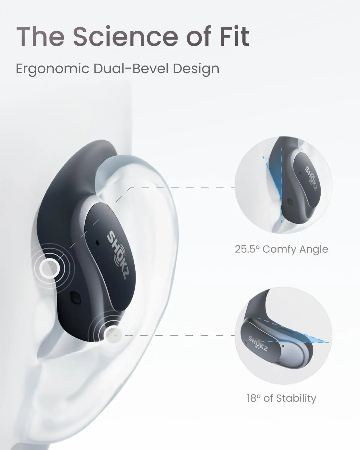 Open-Ear Wireless Earbuds, Water-Resistant with Secure Earhooks for Daily Use in Black