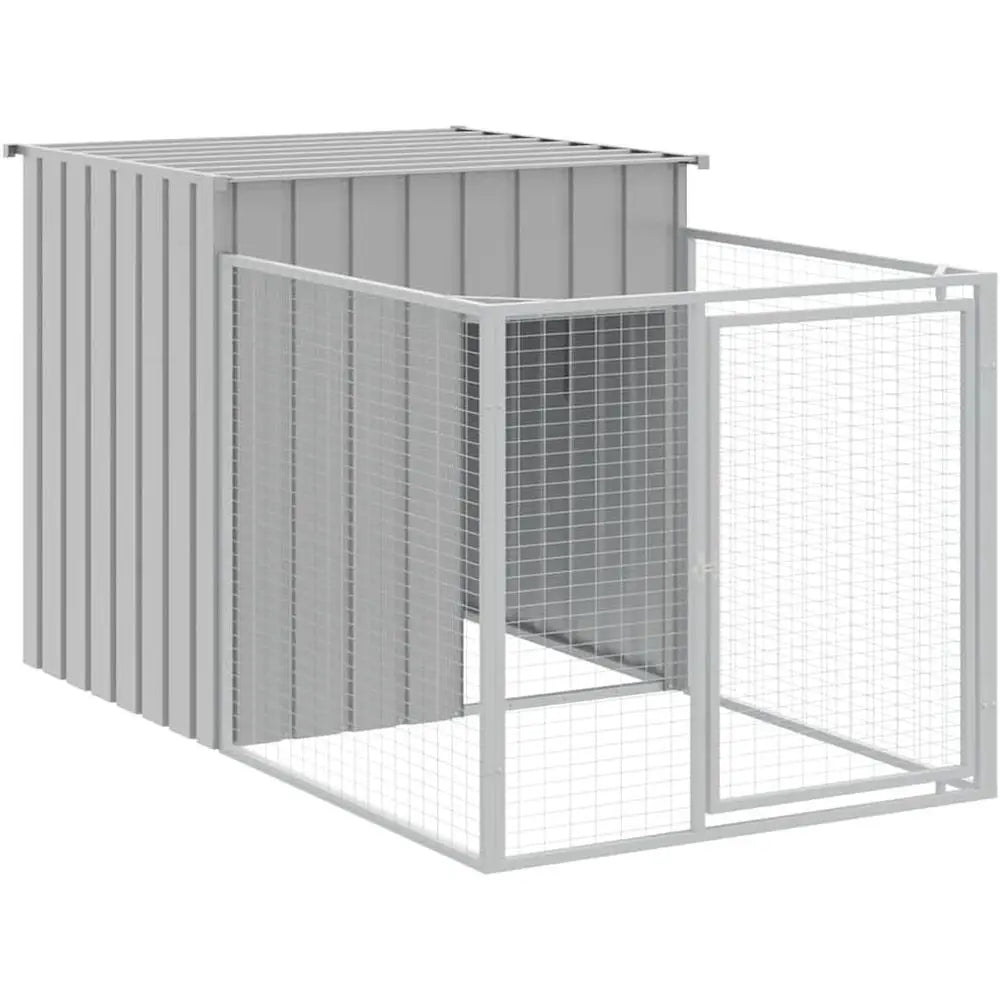 Multi-Functional Outdoor Gray Steel Dog Kennel with Run for Protection and Convenience