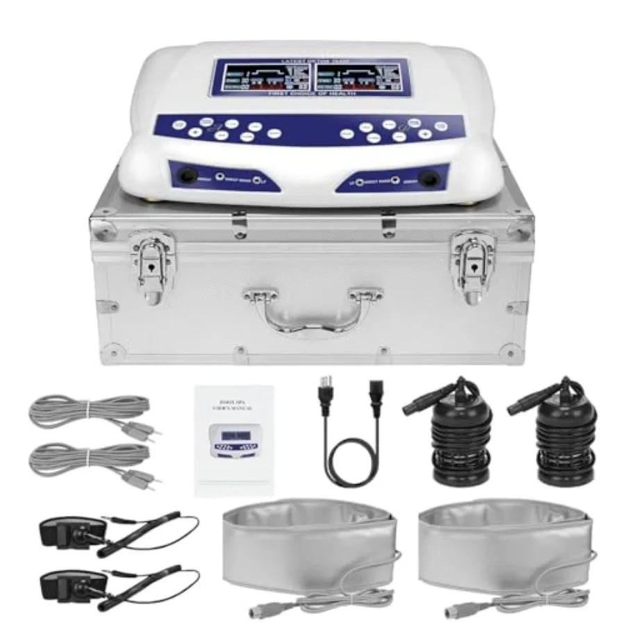Dual Ionic Foot Bath Detox Machine LCD Display 2 Person System with Waist Belts and Straps Blue