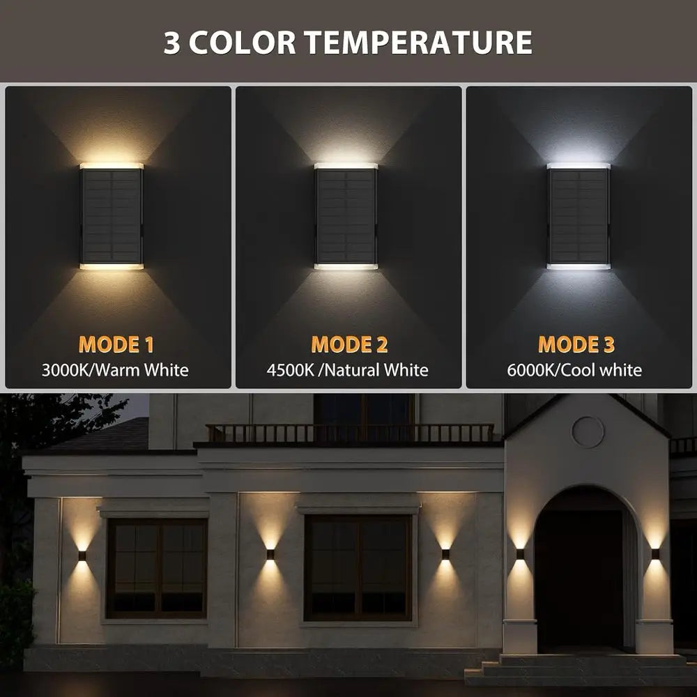 Outdoor Wall Light, 3000/4000/6000K, 3 Modes, Dusk to Dawn, IP67 Waterproof, Up and Down Lights, Suitable for Outdoor, House, Ga