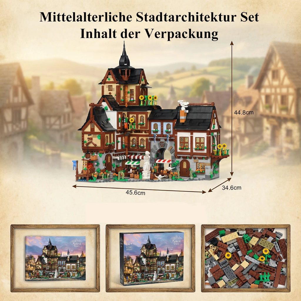 3867PCS Europe Towns Buildings Blocks Set for Adults,Medieval Village Model Collect Display Assembly Toys Gift Home Decortion