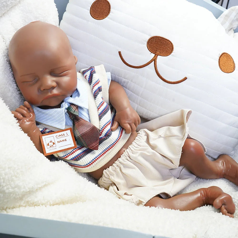 Artificial Soft Full Body Platinum Silicone Painted Reborn Doll Girl Handmade 18.31inch Solid Newborn Fake Boy For Kid Gift