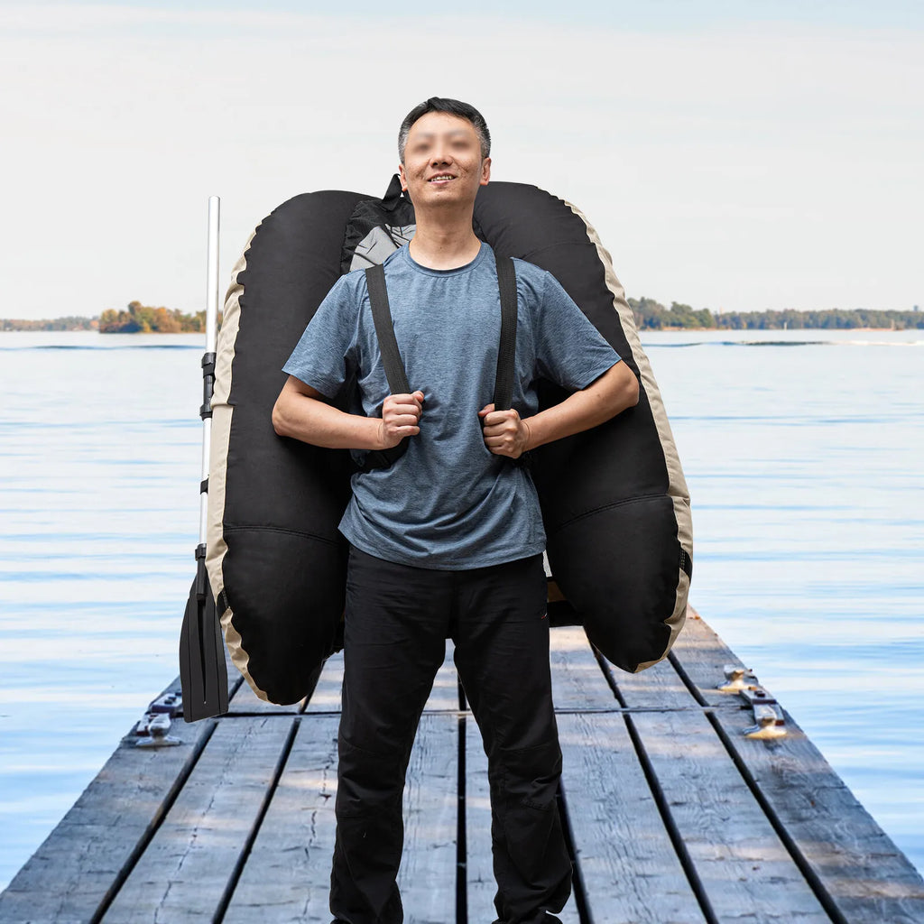 Outdoor Fishing Inflatable Boat Raft with Pump Adjustable Backrest 130kg Load Capacity for Lakes Rivers