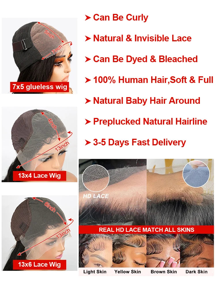 300% Density Curly Wigs Human Hair 13x6 HD Lace Frontal Deep Wave Wigs 46Inch Ready To Go 7x5 Glueless Wigs Human Hair For Women