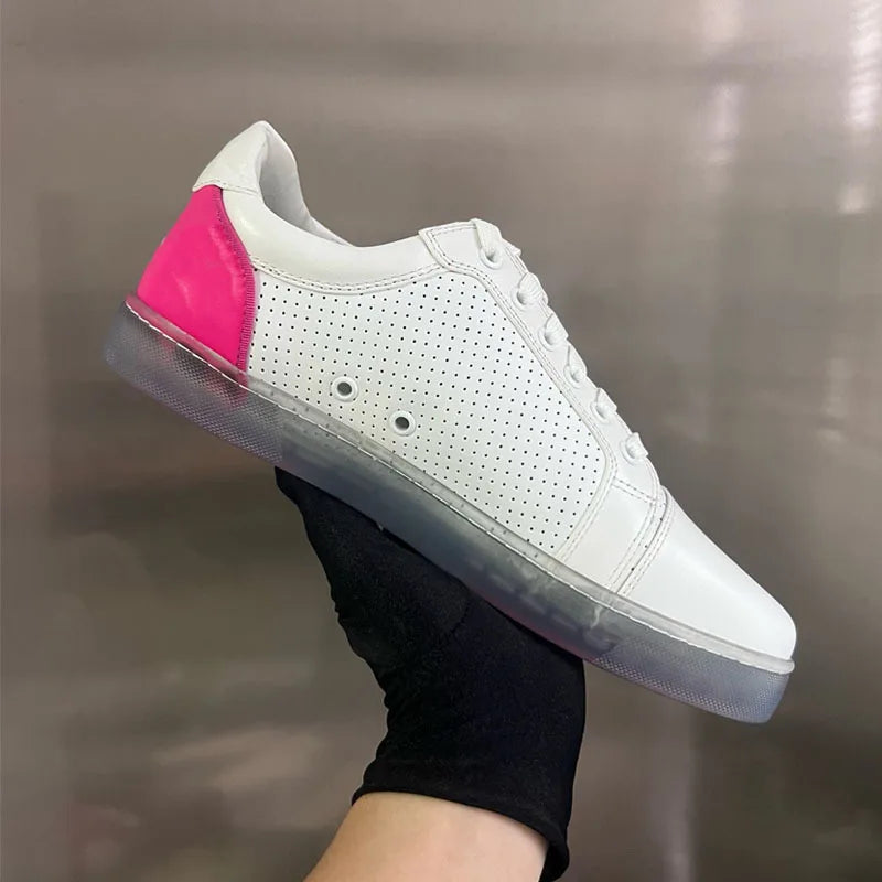 Men Real Leather Casual Shoes Fashion Red Sole Top Layer Cowhide British Style Comfortable Breathable Versatile Lace Up Loafers