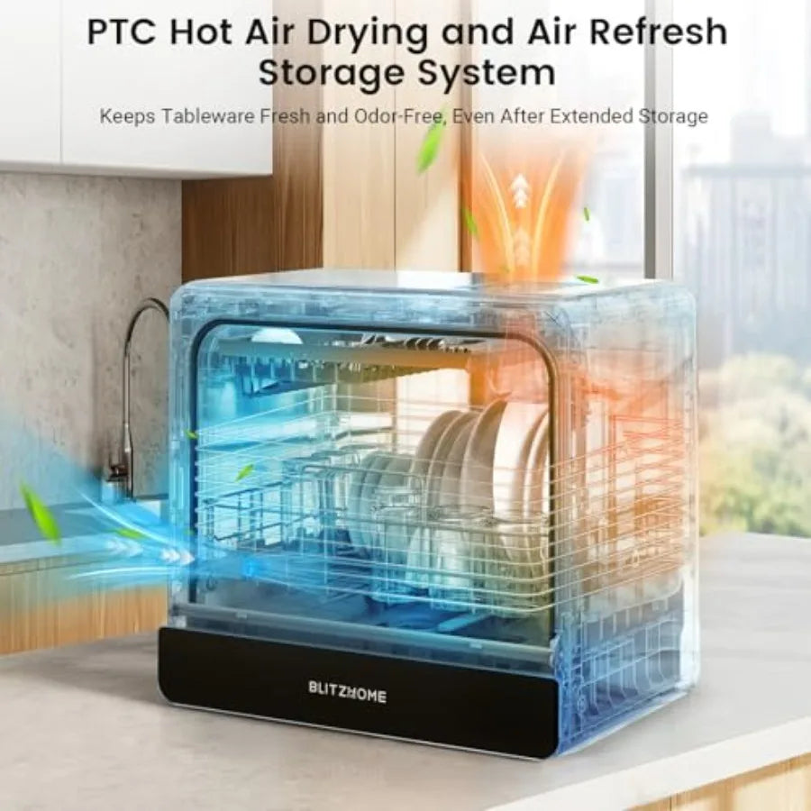 WiFi Countertop Portable Dishwasher Smart 9 Programs 167 High-Temp 360 3Spray 24H Timing Hot Air Drying Air Refresh Baby-Care L