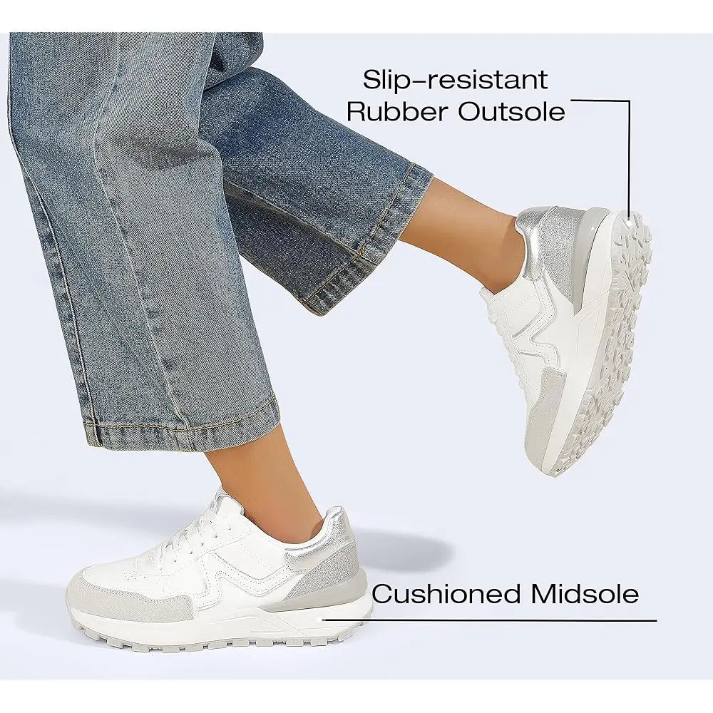 Women's Retro Fashion Casual Sneakers Colorblock Platform Classic Trendy Trainning Anti-Slip Tennis Travel Walking Shoes