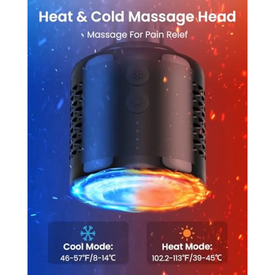 Massage Gun with Heat and Cold HeadDeep Tissue Percussion Back Massager for Muscle/Neck/Body Pain Relief with Long Extension Re