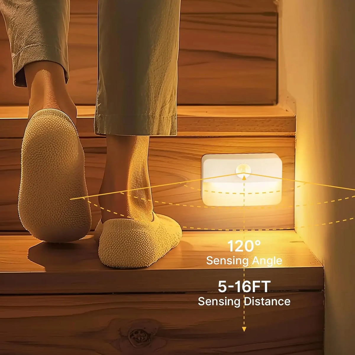 16 Pack Motion Sensor Stair Lights, Battery Operated LED Night Lamps for Indoor Use in Hallway Bedroom Kitchen