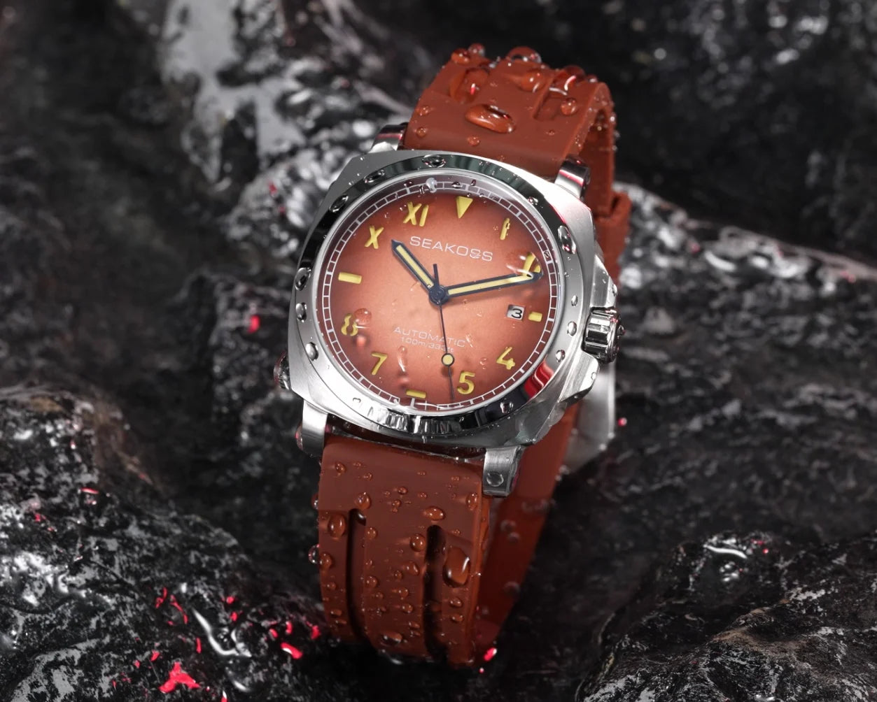 SEAKOSS Automatic  Watches for Men  10 ATM Seagull ST1612 MovementDive Watch  Luminous Calendar Sapphire  Men's Mechanical Watch
