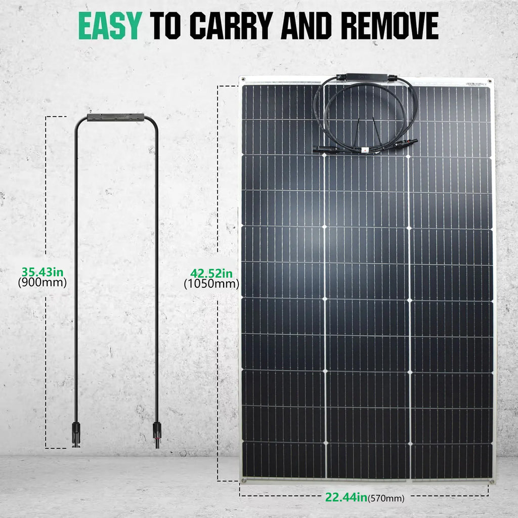 250W(2pcs 125w) Solar Panel 18V Monocrystaillne PV Model Flexible for 12v 24v Battery Charge Outdoor Use, Camping,Home Roof,RV
