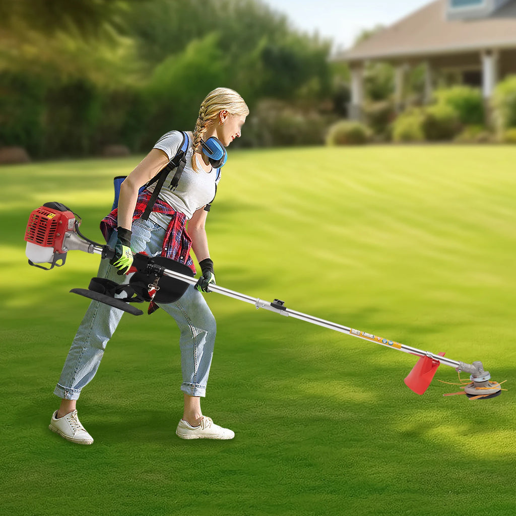 26CC 2-Stroke Gasoline Weed Eater 8500RPM Lawn Edger & Brush Cutter Professional Grass Trimmer for Garden Yard Farm 0.65KW Power