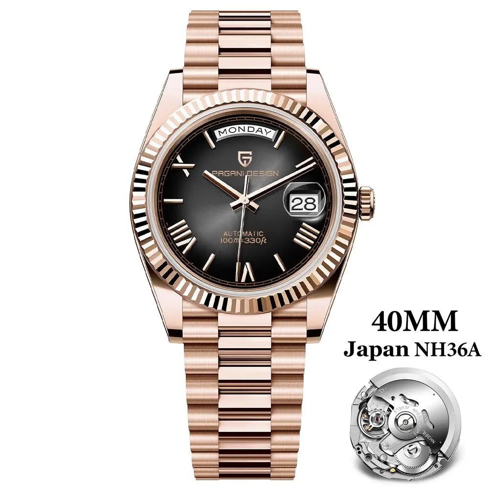 2025 New PAGANI DESIGN Luxury Men Mechanical Watches Rose Gold Automatic Watch For Men AR Sapphire Mirror Sports Clock Man Gifts