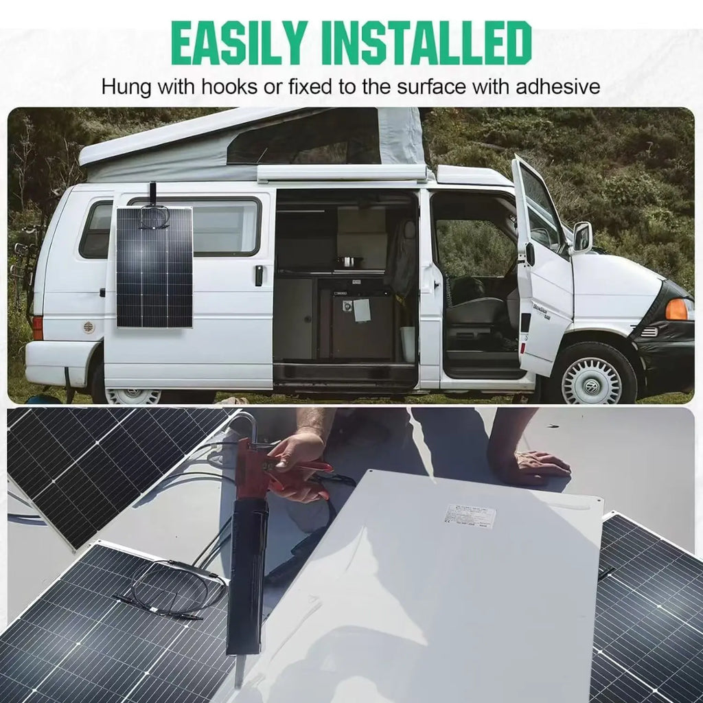 250W(2pcs 125w) Solar Panel 18V Monocrystaillne PV Model Flexible for 12v 24v Battery Charge Outdoor Use, Camping,Home Roof,RV
