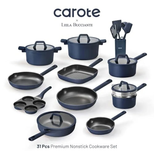 31PCS Pots and Pans Set Nonstick Cookware Set Kitchen Non Stick Induction Titanium Cookware Non-toxic Granite Cooking Set PFOA