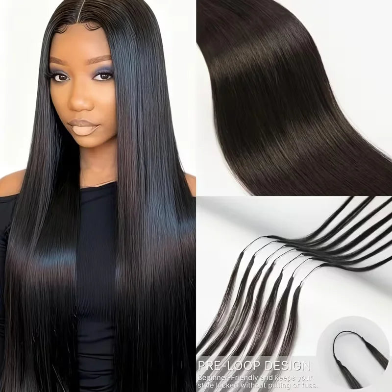 Yaki Crochet Human Hair Extension 30 Inch Yaki Straight Pre Separated Miracle knots Invisible Crochet Hair Bundles Boho Braids