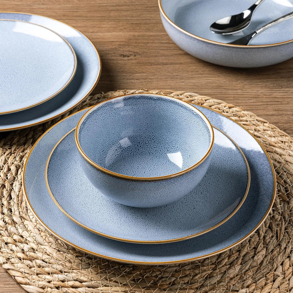 Ceramic Tableware Set12 Piece Ceramic Dinnerware Set for 4 Stoneware Plates Bowls Modern Tableware Perfect for Everyday Use and