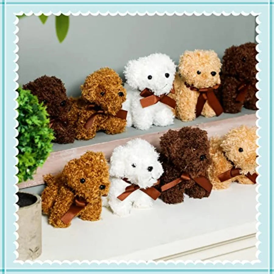 80 Pcs 5 Inches Valentines Mini Plush Dogs Bulk Stuffed Animal Puppy Toy in Soft Fleece for Party Favors Gift Bag Fillers Back