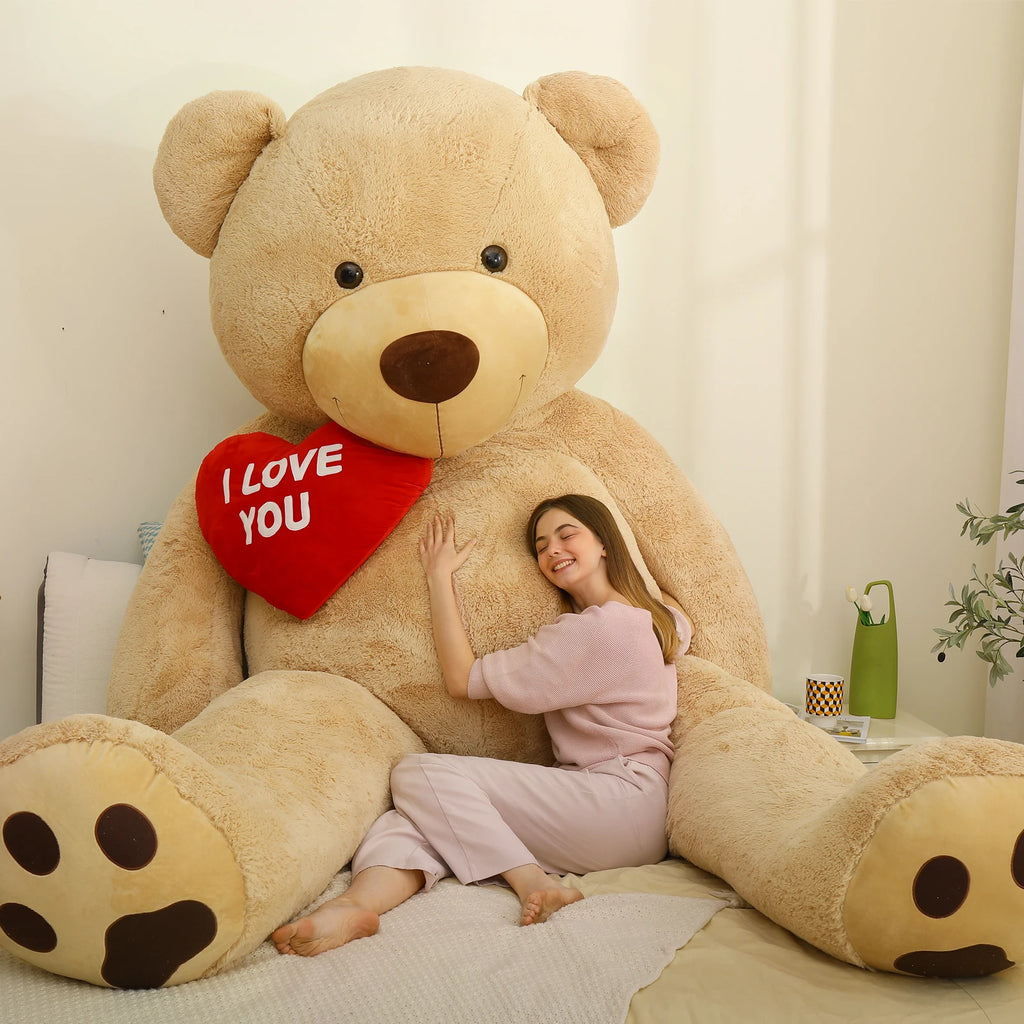 310cm / 10ft Huge Apricot Plush Bear Holding Heart - Massive Gift & Decor for Girlfriend,Boyfriend，Cuddly Gift for Kids Birthday