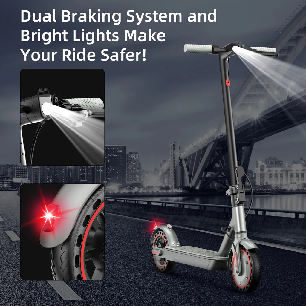 350W Motor Folding Electric Scooter For Adults 8.5'' Solid Tire 36V 7.8AH Battery Rang 15Miles Long Range APP Control