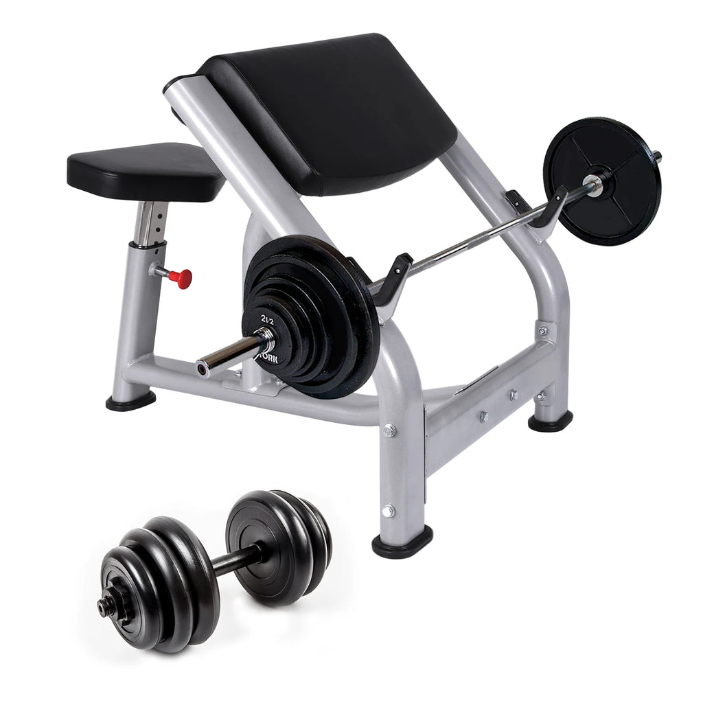 Seated Isolated Barbell Dumbbell Biceps Station with Adjustable Seat Fitness Equipment for Home Gym Strength Training