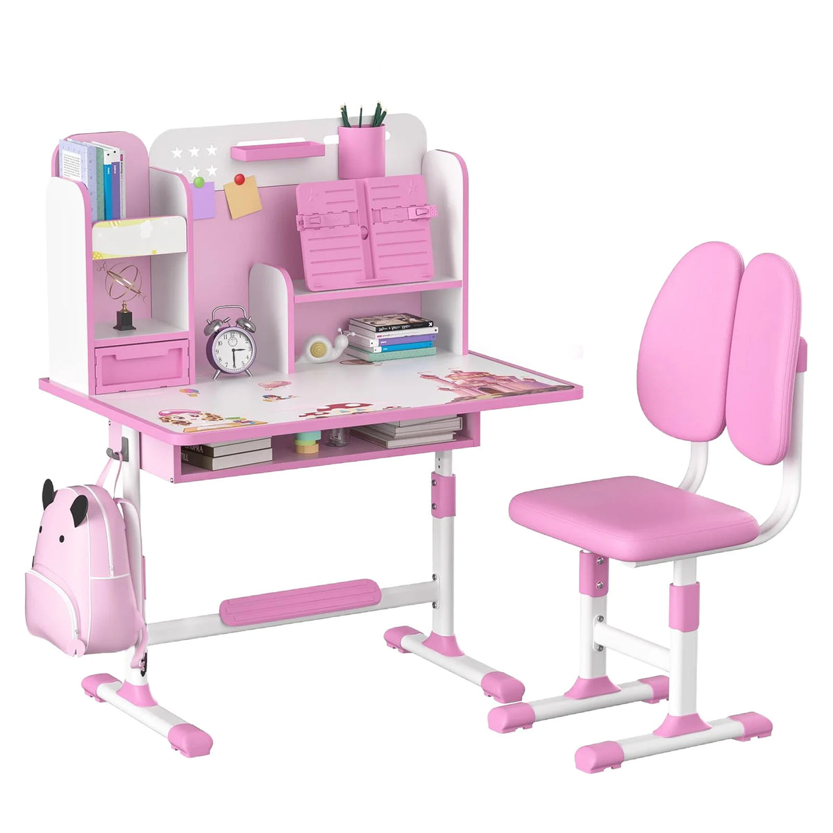 Children's study desk, elementary school students' writing homework desk, household simple children's desk chair, adjustable
