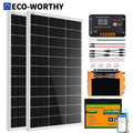 ECO-WORTHY 200W Solar Panel Kit 2pcs 100W Solar Panel + 30A Charge Controller + 100Ah Battery + 1100W Premium Solar Inverter