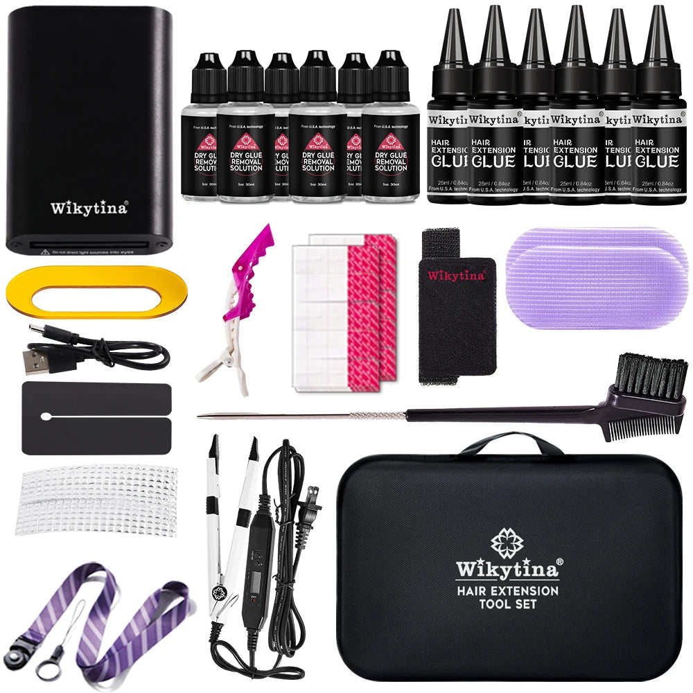 UV Light Hair Extension Kit 2026 with V Light Tools Glue and Curing Lighter for Professional Hair Extensions at Home or Salon