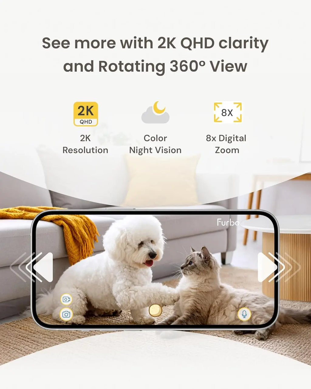 New 2K Pet Camera with Treat Dispenser, Night Vision & Phone App - No Subscription Needed