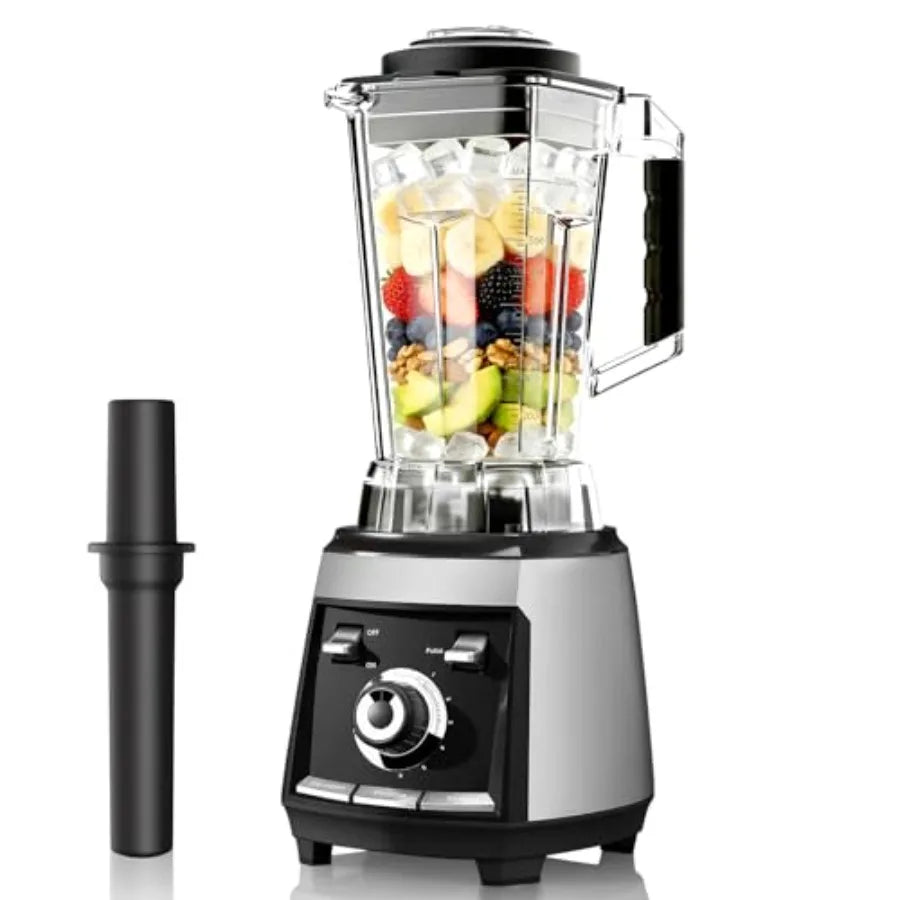 Kitchen 1800W Smoothie Blender with Stainless Steel Blades 68-oz Pitcher Ice Crushing Frozen Fruit BPA Free Silver