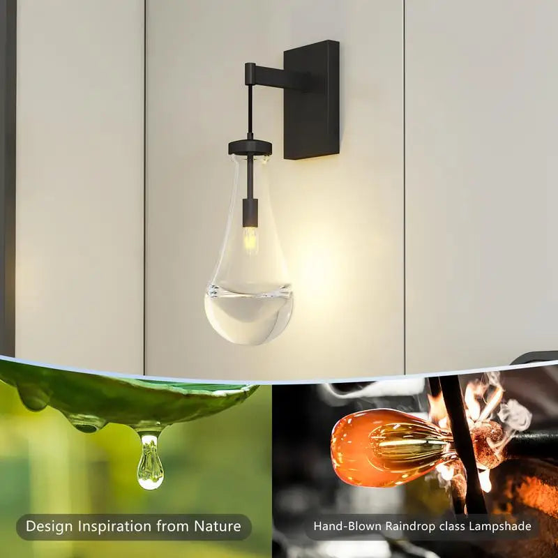Modern Black Wall Sconces with Clear Glass for Bathroom, Living Room, Hallway, and Reception Desk - Stylish Wall Mounted