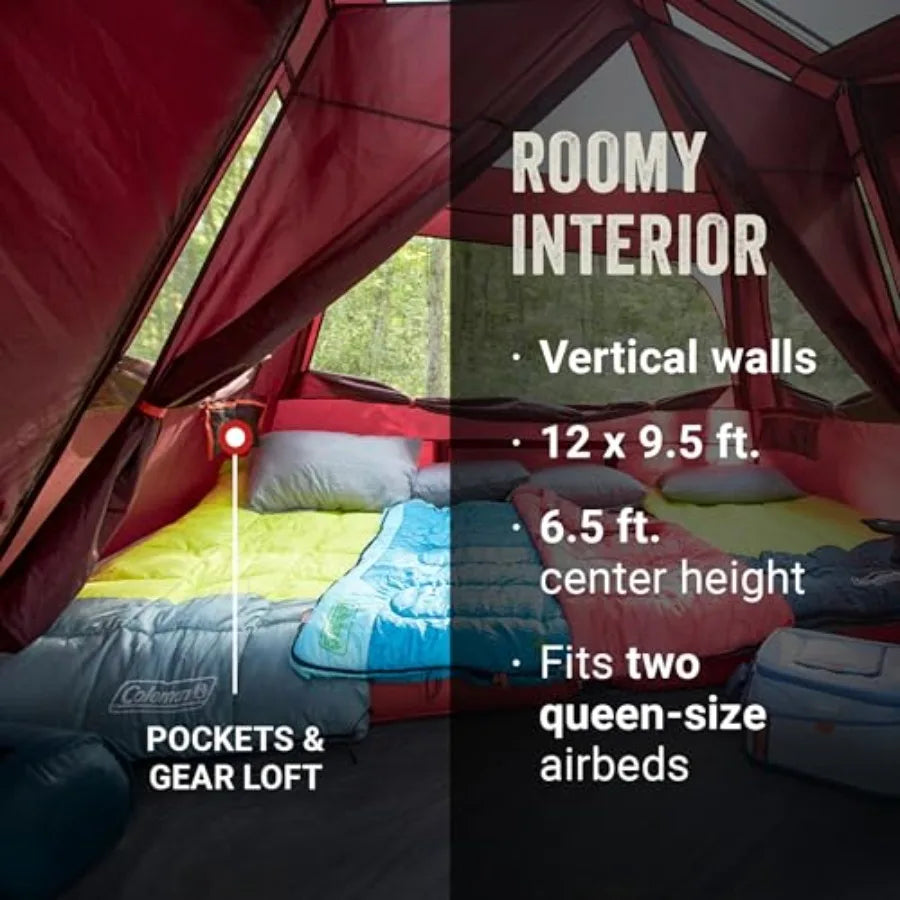 Skylodge Instant Tent with Rainfly, 8 Person Family Tent Sets Up in a Minute, Includes Pre-Attached Poles & Carry Bag, Made of P