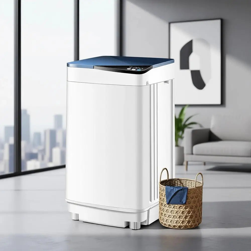 Compact 7.7lbs Portable Laundry Washer and Spin Dryer Combo with 6 Programs, Built-in Light, Ideal for Camping, RVs, Dorms, Blue