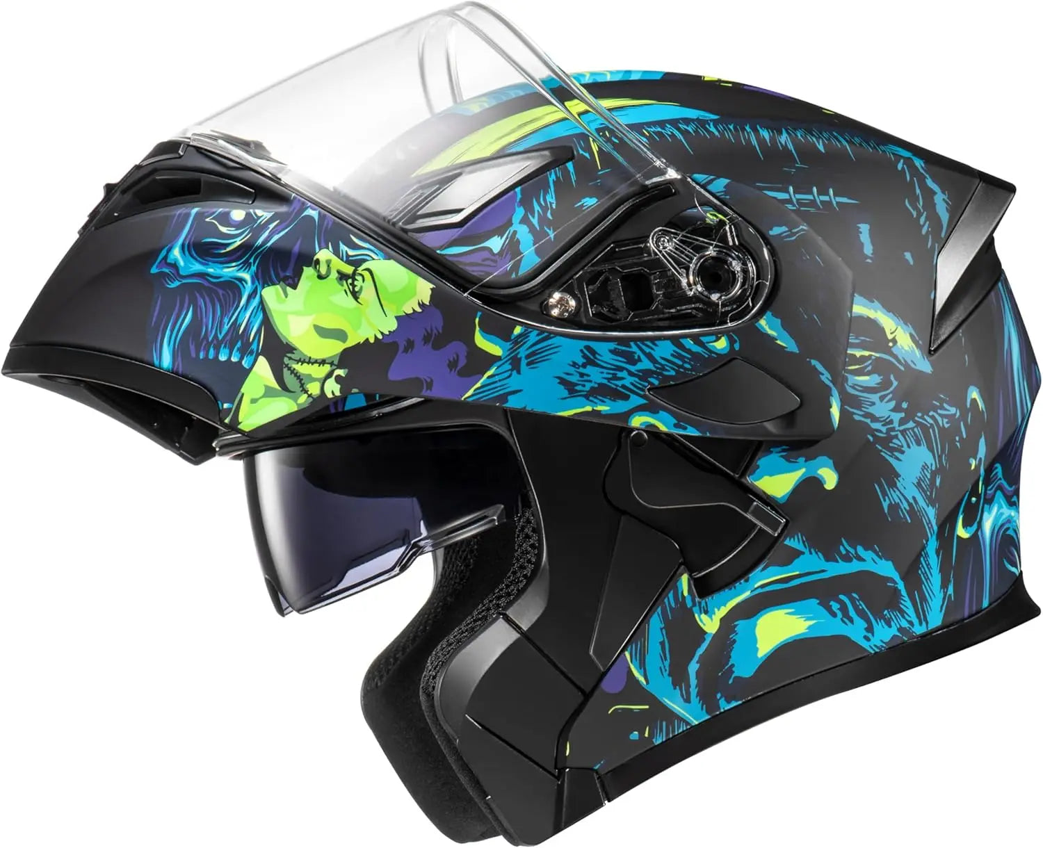 Motorcycle Dual Visor Flip up Modular Full Face Helmet with DOT Certification of Impressionism
